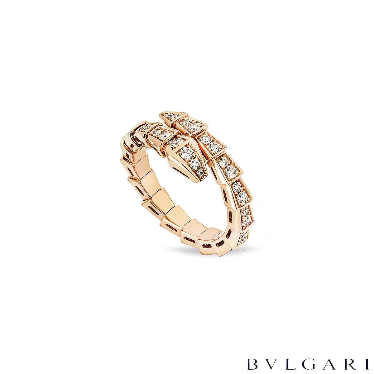 Bvglari Rose Gold Diamond Serpenti Ring 355977 Bvglari Rose Gold Diamond Serpenti Ring 355977